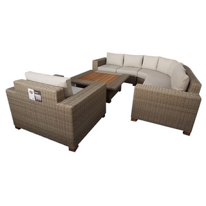 Contemporary Rattan Garden Furniture Gray L Shape Wicker Patio Outdoor Cane Sofa Set For Sale