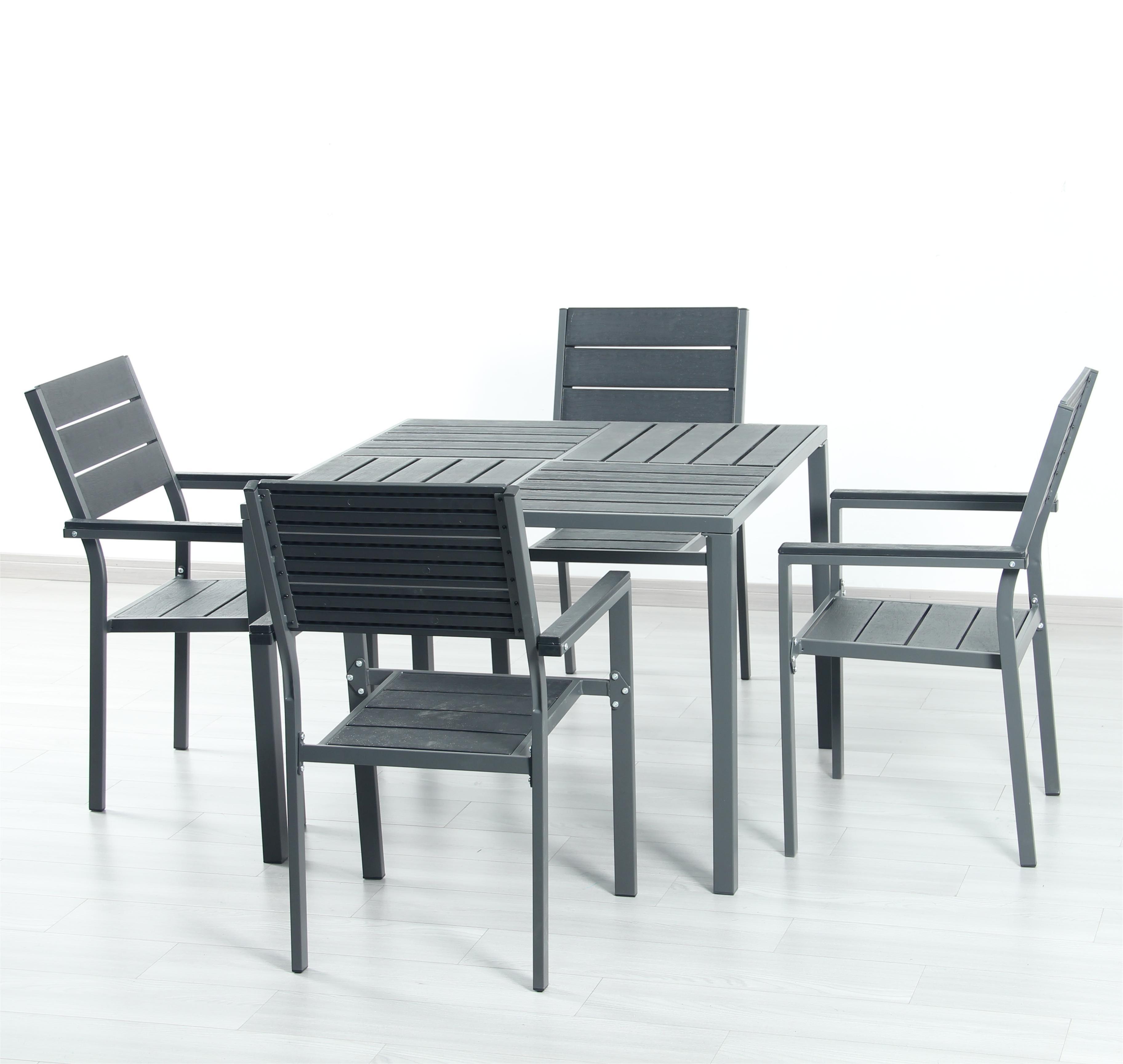 Garden Aluminum Restaurant Dinning Table Set 4 Piece Furniture Metal Outdoor Table Set