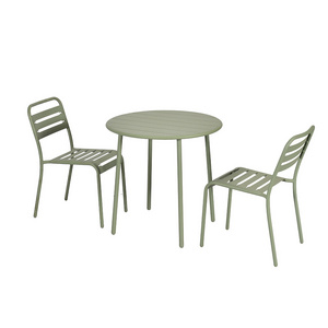 Bistro Set 3 Pieces With Table Steel Green Garden Patio Conversation Outdoor Bistro Set