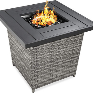 28'' Propane Fire Pit Table,50,000 BTU Outdoor Fireplace for Outside Backyard Garden,Rattan Weave Base