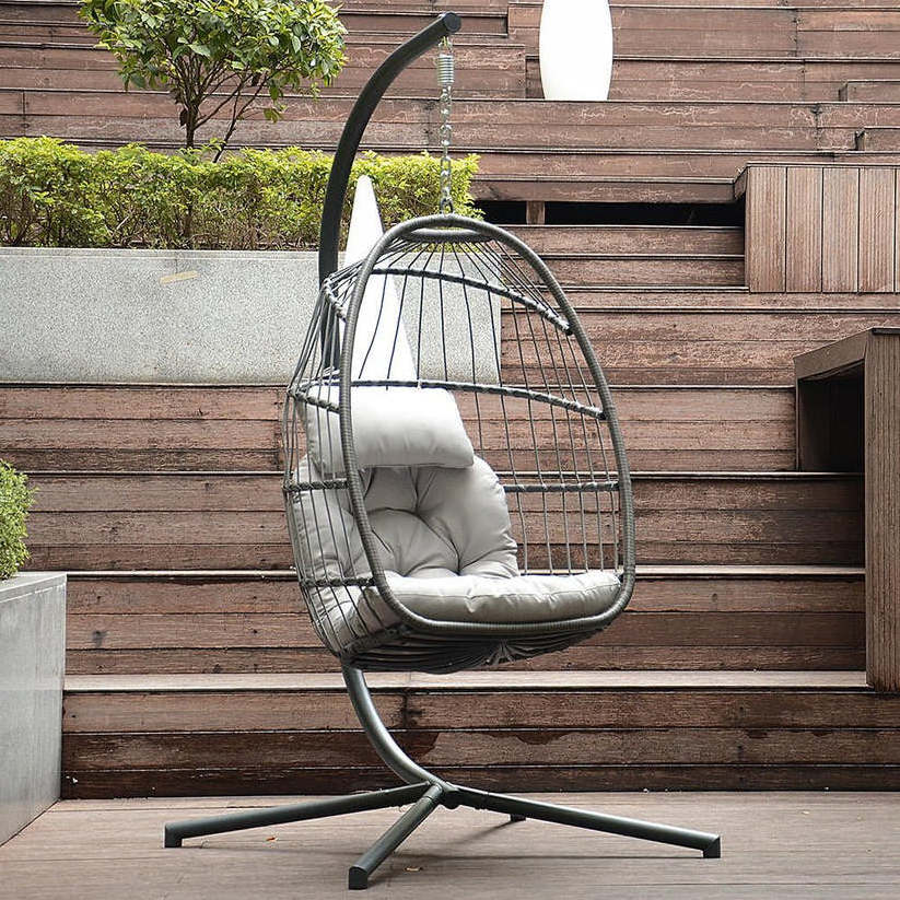 Hot Sell Outdoor Hanging Rattan Egg Chair Leisure Wicker Patio Swing Chair