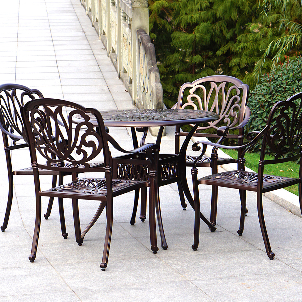 High Quality Outdoor Patio Cast Iron Garden Furniture Table and Chairs Sets Cast Aluminum Garden Furniture