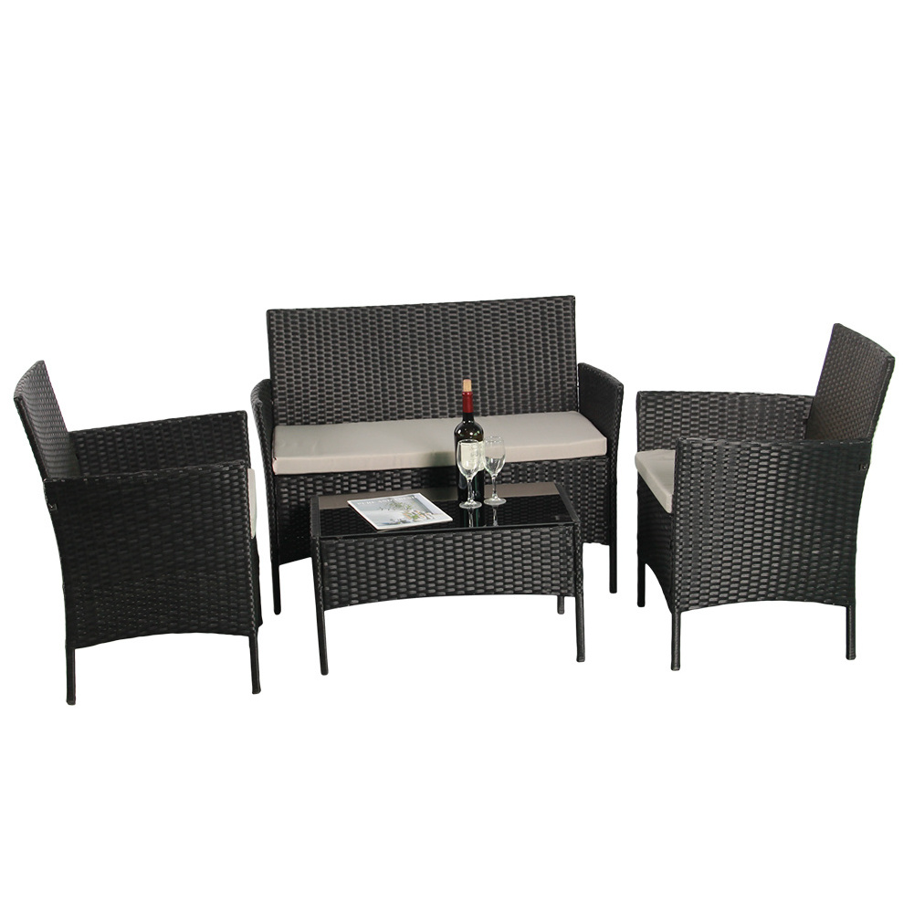 4 Pieces Garden Set Best Seller Plastic Wicker Sofa Set Rattan Patio Furniture Rattan Furniture