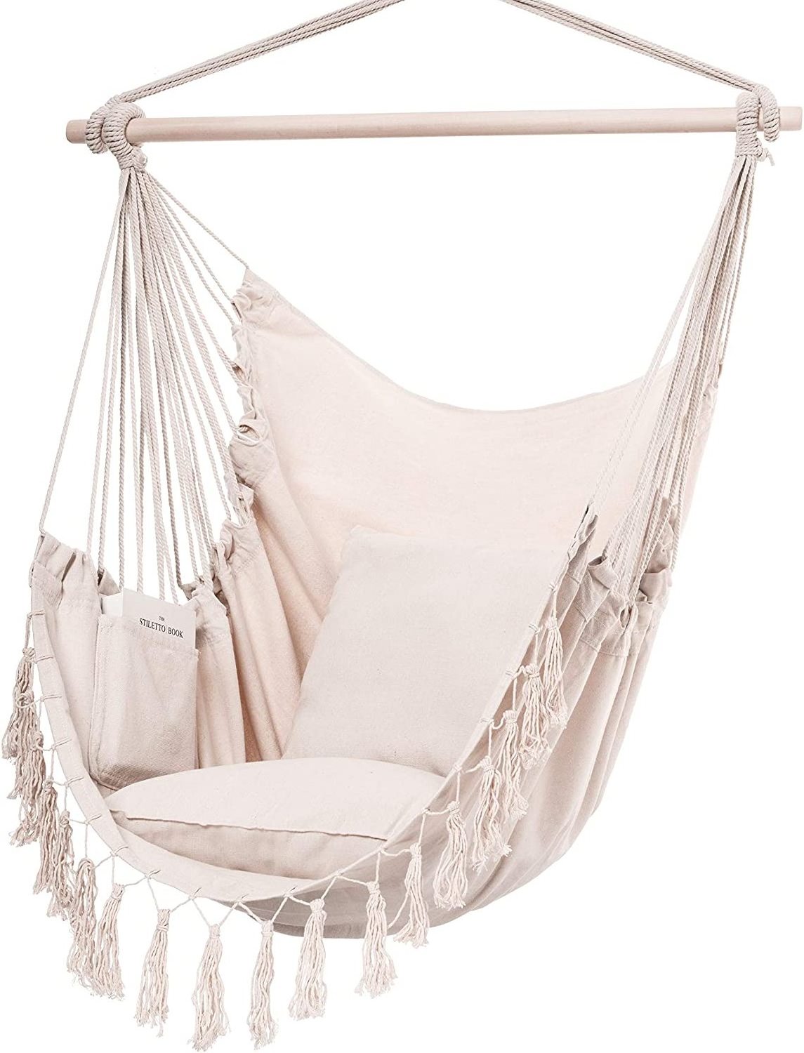 Hanging Cotton Fabric Hammock Chair Swing Hanging Chair For Indoor Or Outdoor