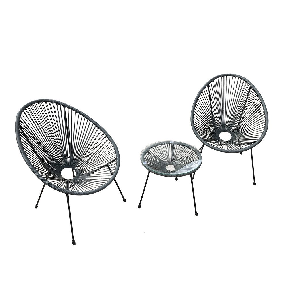 Outdoor Garden Set Indoor Furniture 3 Pieces Rattan Acapulco Chair Egg Chair  With Glass Table Garden Chair