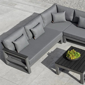 Garden Sofas Set L Shape Corner Sofa Metal Aluminum Patio Luxury Garden Sofas Outdoor Furniture