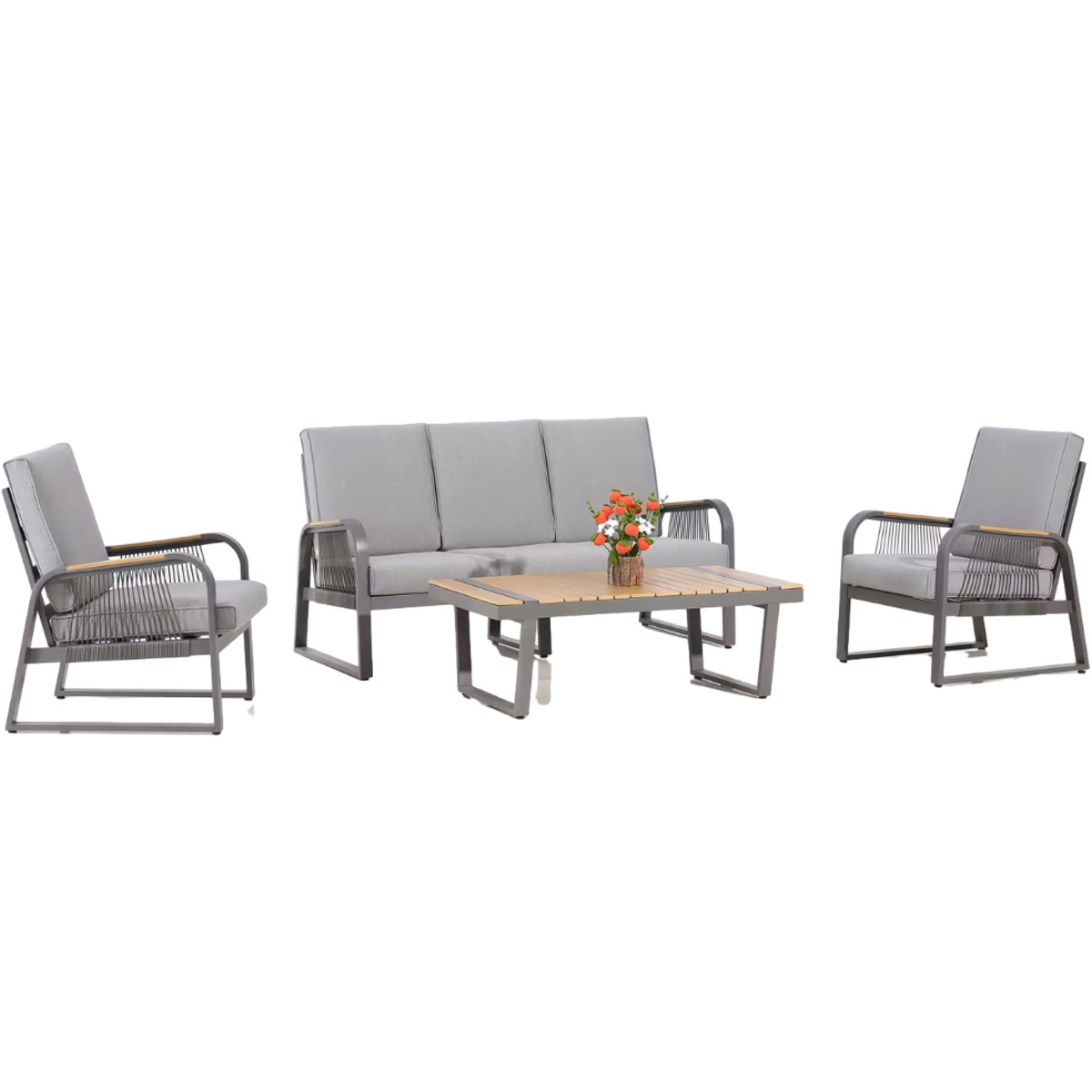 Outdoor Aluminum Sofa Sectional with Coffee Table Patio Furniture Set