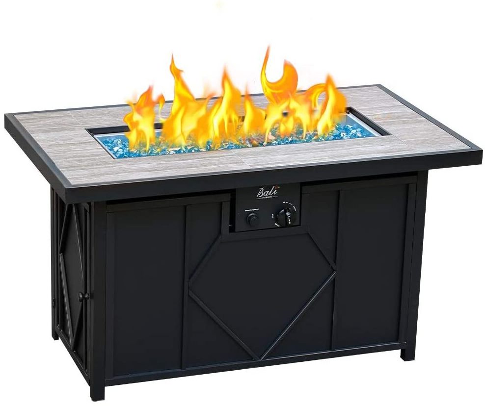 Gas Fire Pit Furniture Gas FirePit Table Rectangular Tabletop 42in 60,000BTU42inch, 60,000BTU Outdoor Furniture