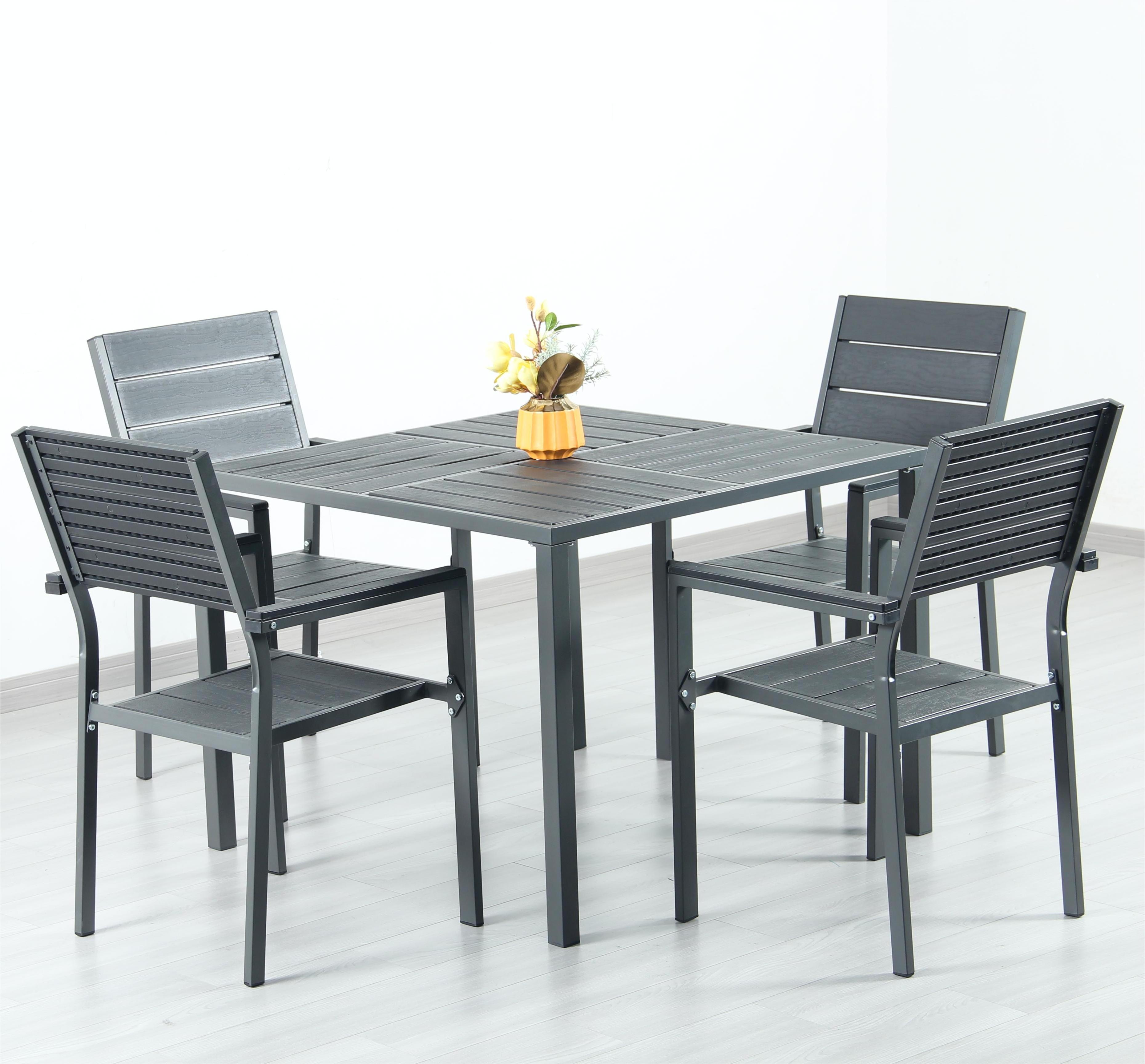 Garden Aluminum Restaurant Dinning Table Set 4 Piece Furniture Metal Outdoor Table Set