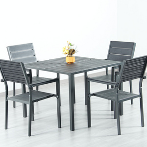 Garden Aluminum Restaurant Dinning Table Set 4 Piece Furniture Metal Outdoor Table Set