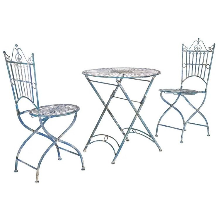 Patio Premium Iron Metal Patio Bistro Set Folding Outdoor Patio Dining Furniture Set Table and Chairs