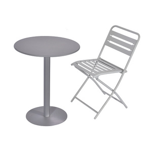 Bistro Set 2 Pieces With Table Steel Grey Garden Patio Conversation Outdoor Bistro Set