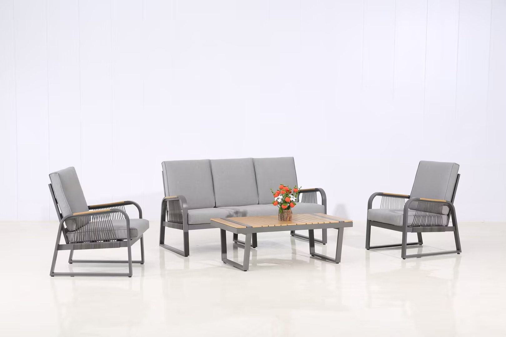 Outdoor Aluminum Sofa Sectional with Coffee Table Patio Furniture Set