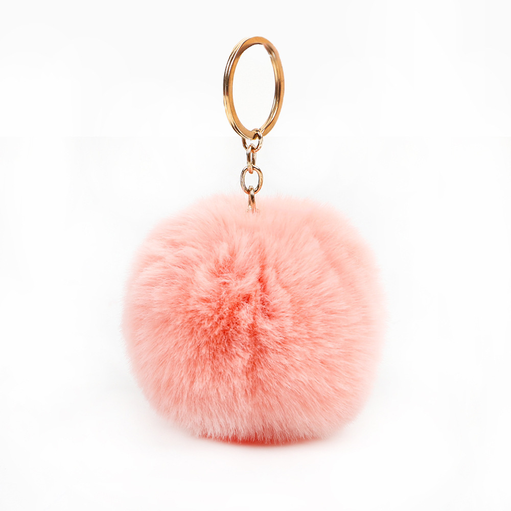 Handmade Fluffy Fur Puff Ball Pom Pom Charm Keychain With Circle Hook Bag Handbag Charms Multicolor