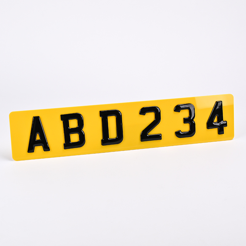 Wholesale Custom Aluminum Acrylic Car Number Plate Blank Acrylic Car License Plate with 3D/4D Gel Acrylic Numbers Letters