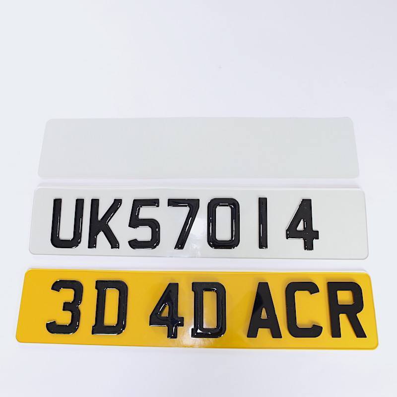 Wholesale Custom Aluminum Acrylic Car Number Plate Blank Acrylic Car License Plate with 3D/4D Gel Acrylic Numbers Letters