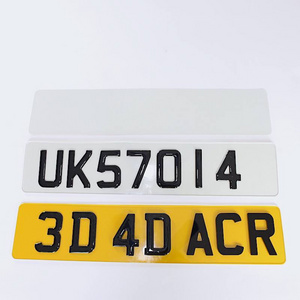 Wholesale Custom Aluminum Acrylic Car Number Plate Blank Acrylic Car License Plate with 3D/4D Gel Acrylic Numbers Letters