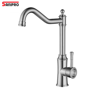 SANIPRO Manufacturers Wholesale Bridge Single Lever Kitchen Mixer Sink Water Tap Antique Graceful Stainless Steel Faucet