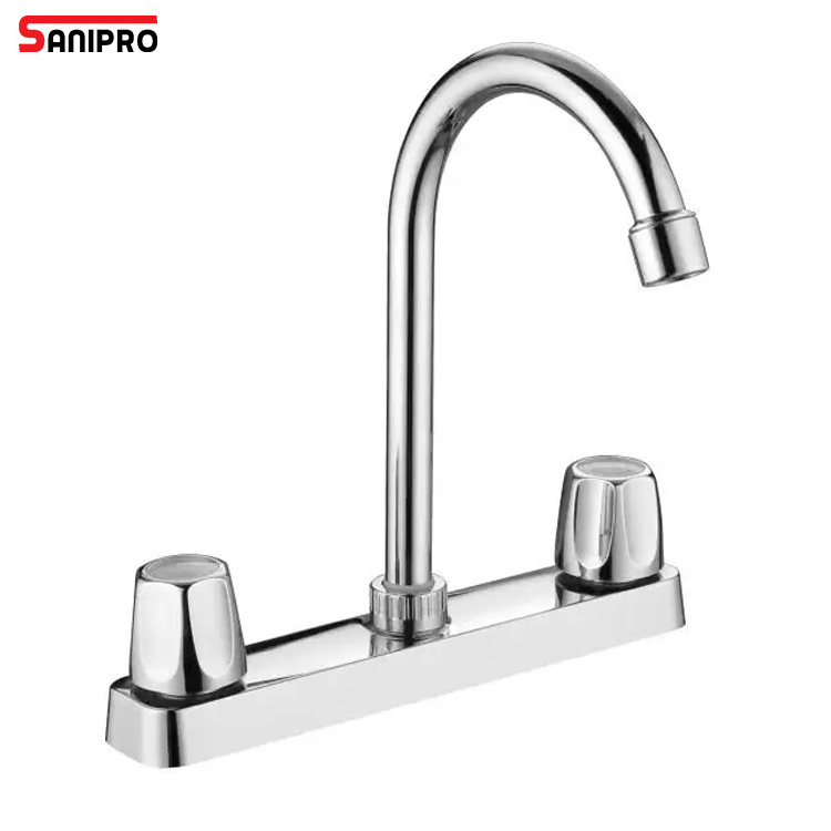 SANIPRO America Mexico Popular High Quality Double Handle ABS Kitchen Sink Water Tap Mixer Plastic Economic Faucet