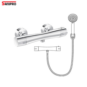 SANIPRO Sanitary Ware New Hot and Cold Mixer Brass Rainfall Shower Kit, Bathroom Thermostatic Bath Shower Faucet Set