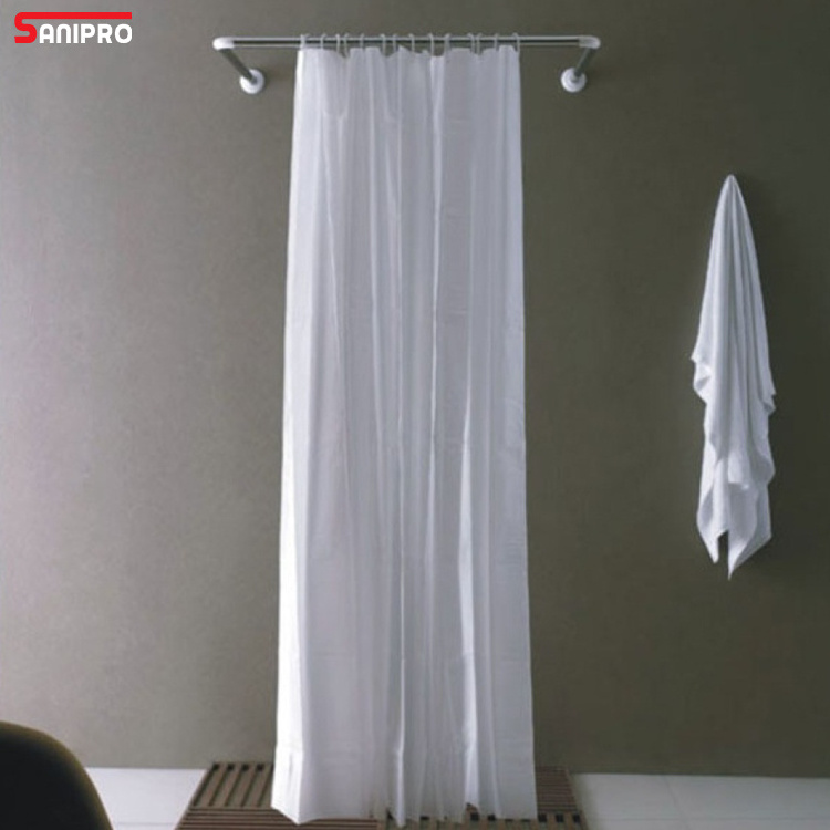 SANIPRO Bathroom Aluminum Stainless Steel Rust Resistance Tension U Shape Shower Curtain Rod Curved Shower Pole