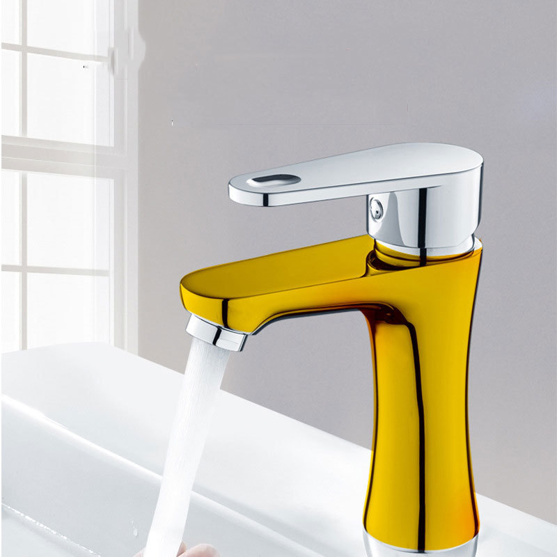 Fashion Thickened All Copper Small Waist Single Hole Hot And Cold Seat Standing Faucet