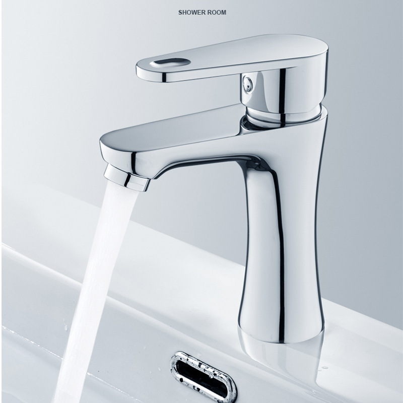 Fashion Thickened All Copper Small Waist Single Hole Hot And Cold Seat Standing Faucet