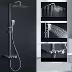 Shower Head Wall Mounted Matte Black Shower Faucets Sets Complete 8 Inch Rain Shower Head