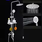 Shower Head Wall Mounted Matte Black Shower Faucets Sets Complete 8 Inch Rain Shower Head