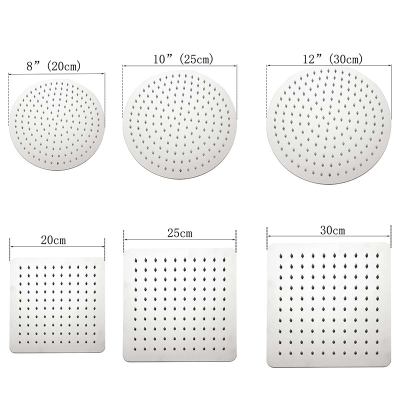 Stainless Steel Square Rainfall Shower Head Top Sprayer High Pressure Round Square Ultra Thin Shower Heads