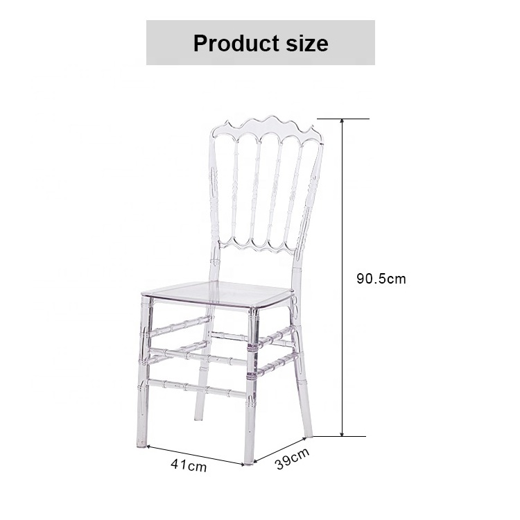 wholesale wed party hotel transparent napoleon chair crystal napoleon chair tifanny chivari plastic chairs for events