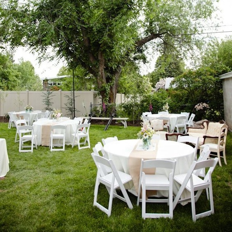 Outdoor Garden Wedding Banquet Hotel Restaurant Party White Plastic Folding Dining Chairs for Event