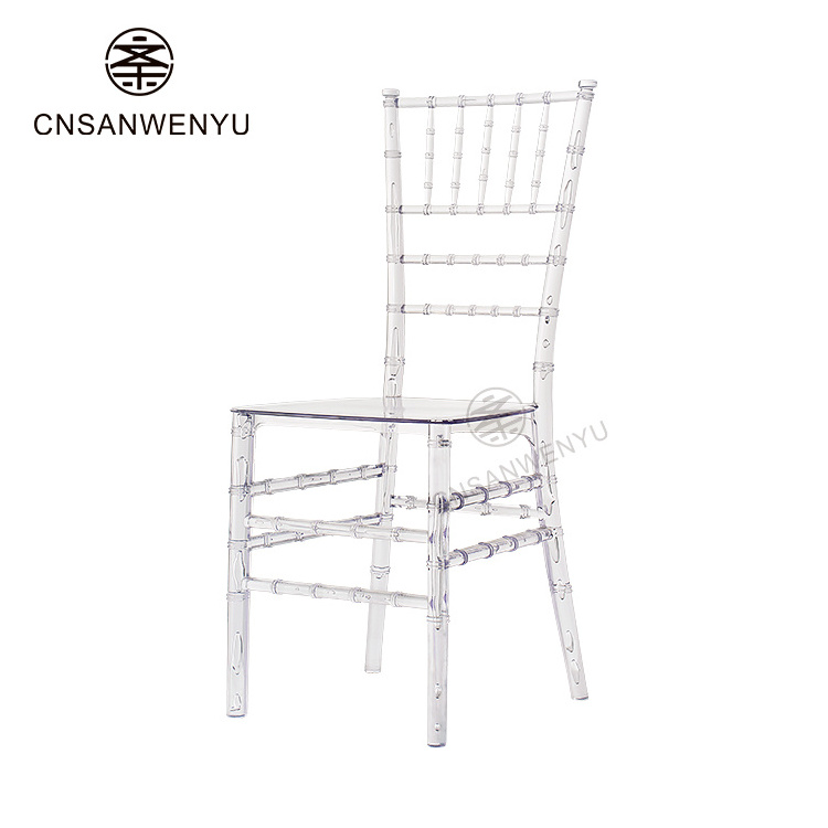 factory wholesale Wedding transparent chair and event acrylic crystal ice stacking clear resin hotel plastic chair