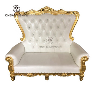 Luxury Wooden Wedding decoration furniture loveseat Throne Chair 2 seats double Custom color stage sofa