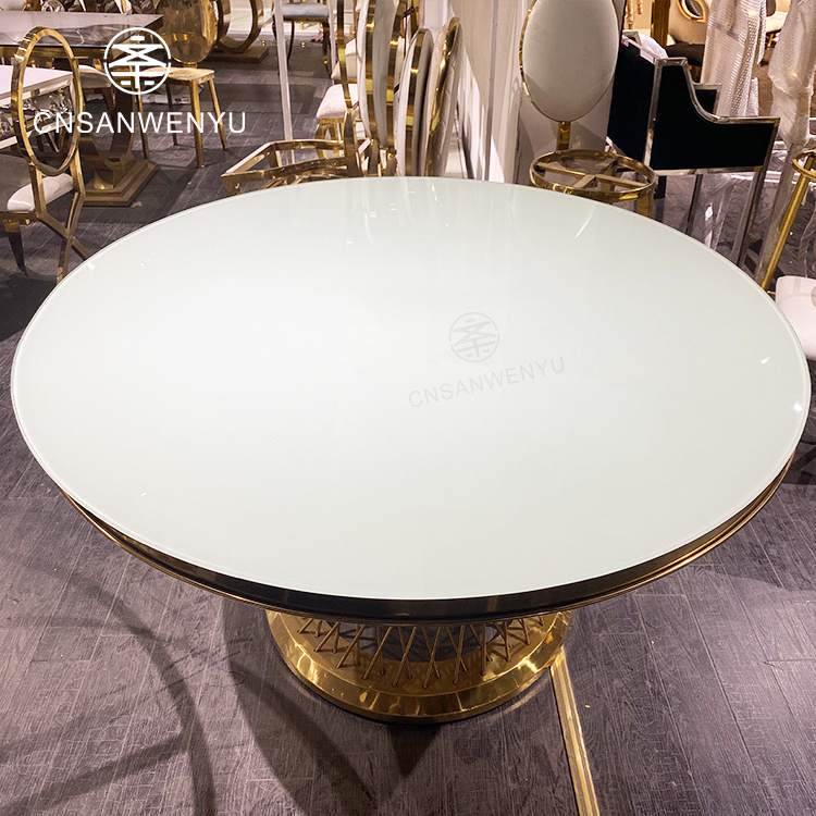 luxury event furniture leaf shape hotel furniture gold stainless steel legs mirror glass wedding table