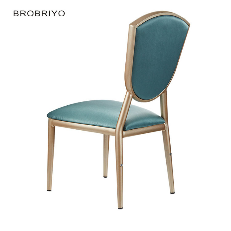 Hot Sale French Style Green Metal Round Back Royal Dining Banquet Party Wedding Chairs For Bride And Groom