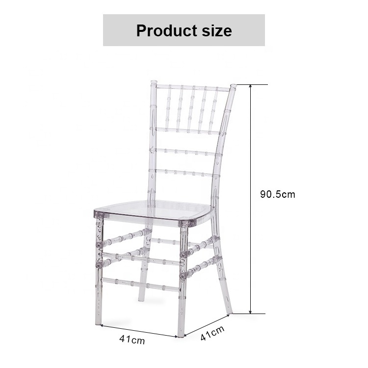 Luxury transparent clear crystal resin acrylic banquet event wedding chiavari chavari chair