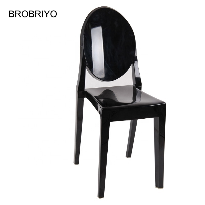 Modern Popular Hotel Furniture Events wedding church Dining chair PC Clear Stackable Acrylic Louis Black Ghost Chair