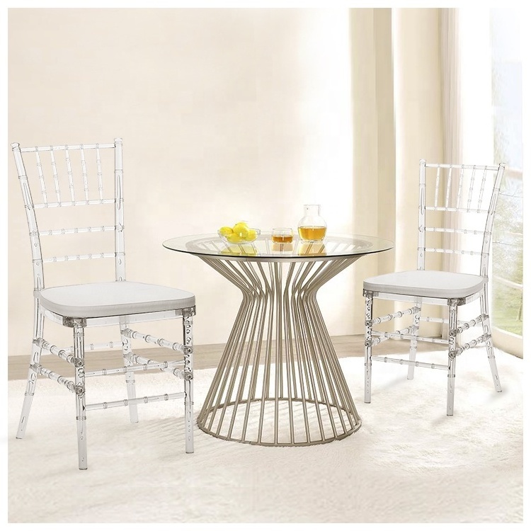 Luxury transparent clear crystal resin acrylic banquet event wedding chiavari chavari chair