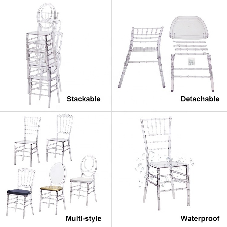 wholesale wed party hotel transparent napoleon chair crystal napoleon chair tifanny chivari plastic chairs for events