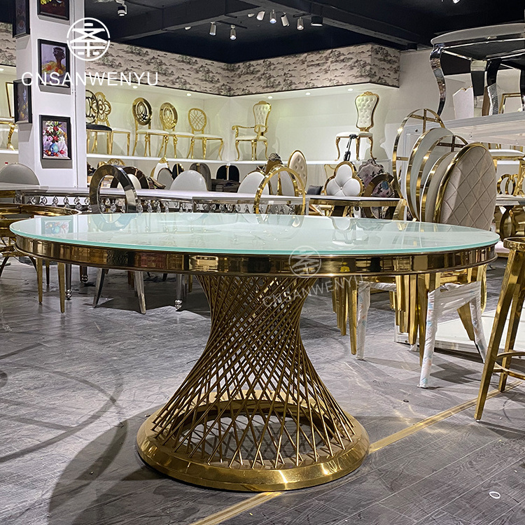 luxury event furniture leaf shape hotel furniture gold stainless steel legs mirror glass wedding table