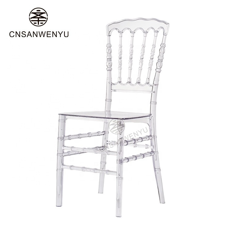 Wholesale hotel Transparent Polycarbonate Crystal Resin Plastic Event Acrylic Wedding Chiavari Chair