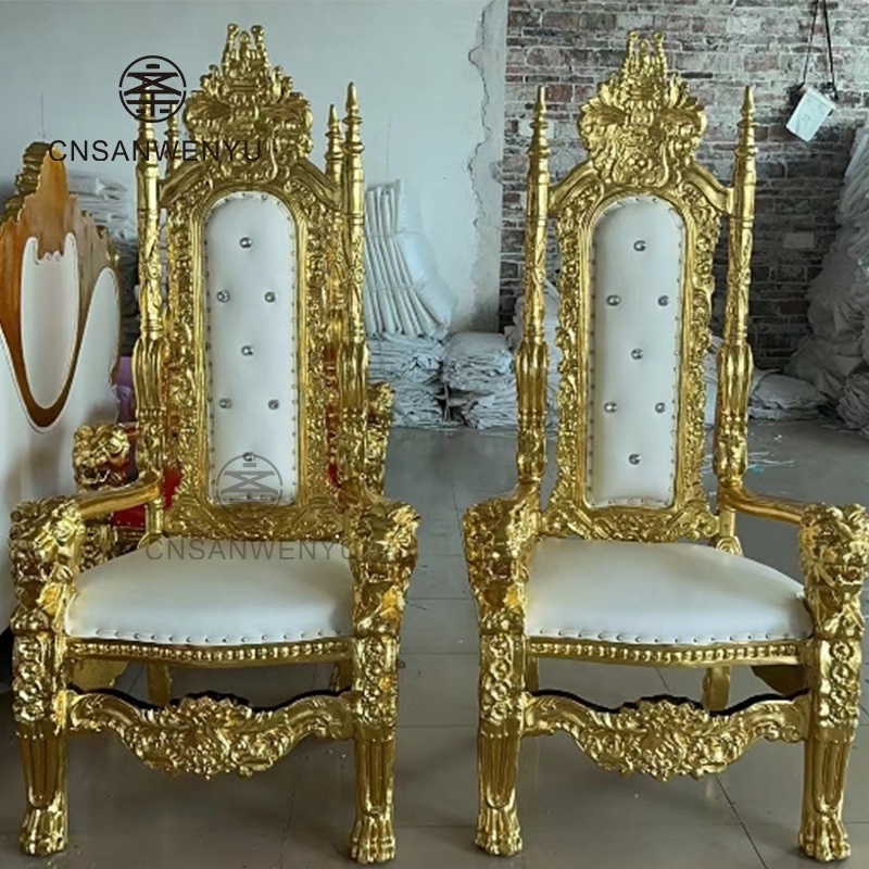 Events Furniture Rental Cheap Antique King And Queen Party High Back Royal Luxury Wedding Throne Chair For Groom And Bride