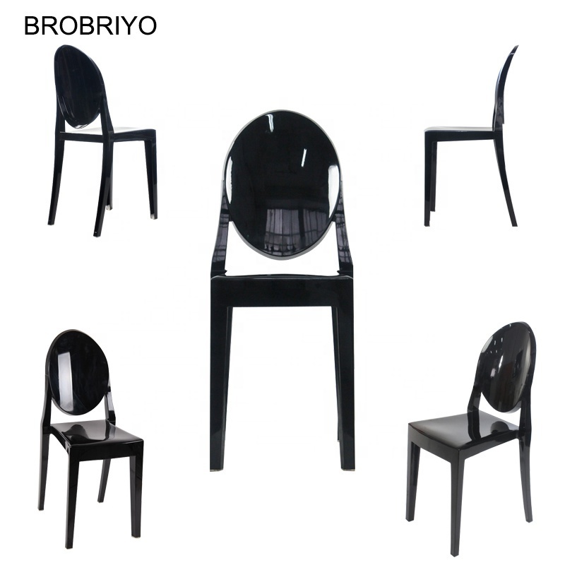 Modern Popular Hotel Furniture Events wedding church Dining chair PC Clear Stackable Acrylic Louis Black Ghost Chair