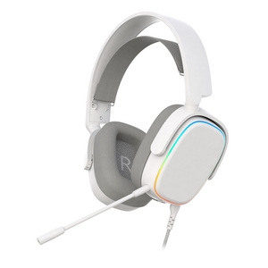 DIY White Colorful Wired Gaming Headset 7.1 Surround Detachable Microphone Headband Headset 3.5 Stereo Digital Display Headphone