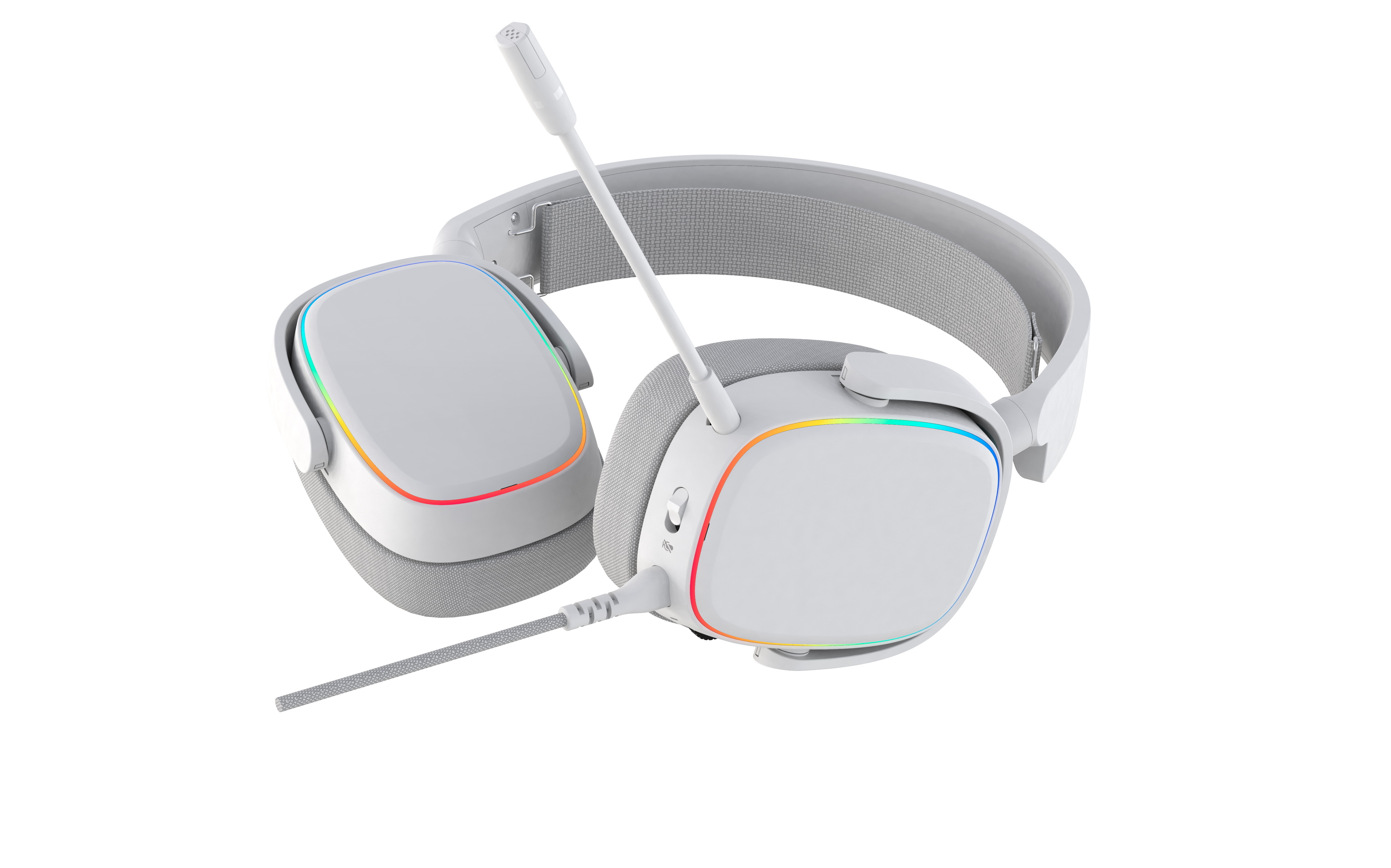 DIY White Colorful Wired Gaming Headset 7.1 Surround Detachable Microphone Headband Headset 3.5 Stereo Digital Display Headphone