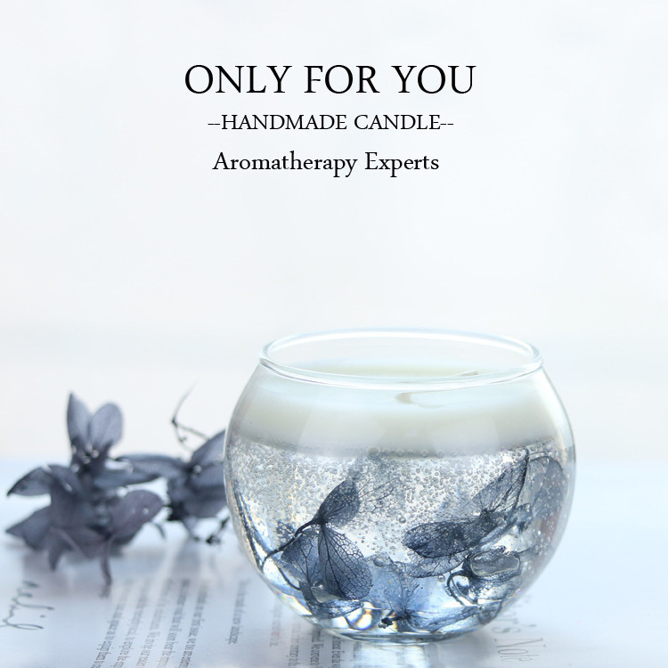 Luxury Birthday Gift Jelly Gel Soy Wax Romantic Fragrance Scented Candle With Dried Flower scented candles in bulk