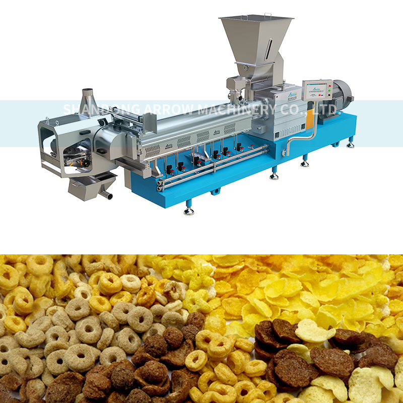 Shandong Arrow equipment professional manufacturer High fiber grain chips  process line extruded breakfast cereals  machine