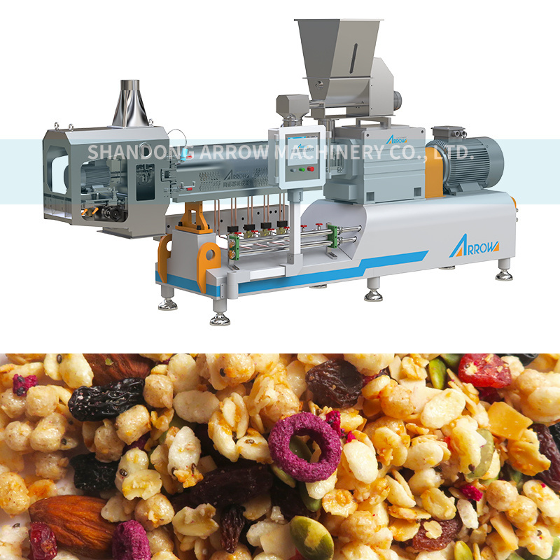 Shandong Arrow equipment professional manufacturer High fiber grain chips  process line extruded breakfast cereals  machine