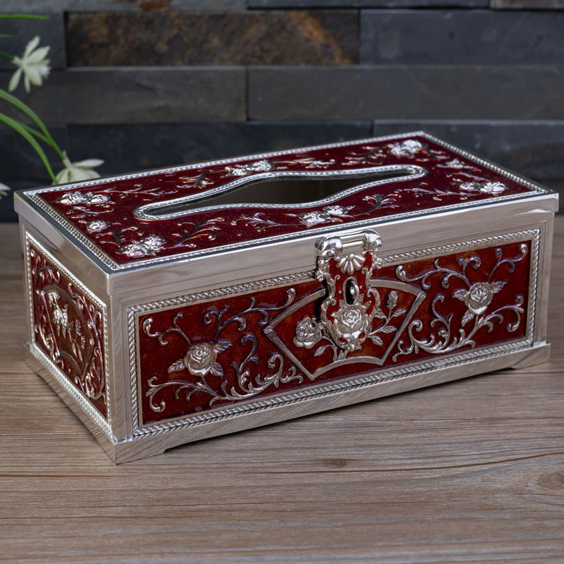 Zinc alloy high-grade European living room hotel club KTV facial tissue box tissue box holder metal tissue box